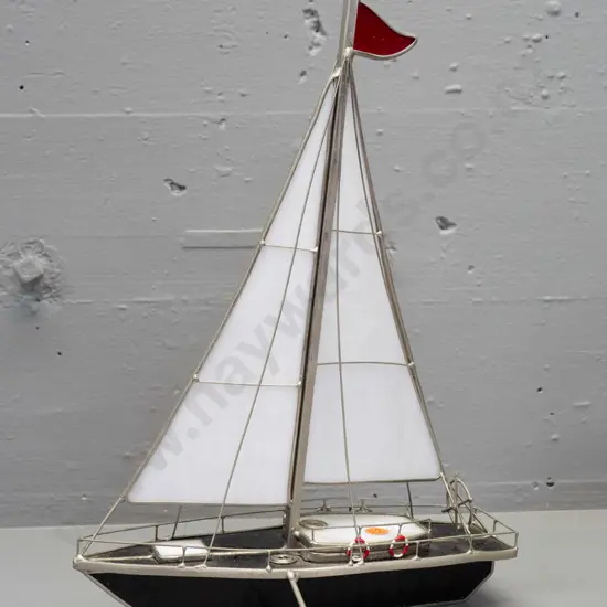 soldered metal and glass yacht model H-350 L-260