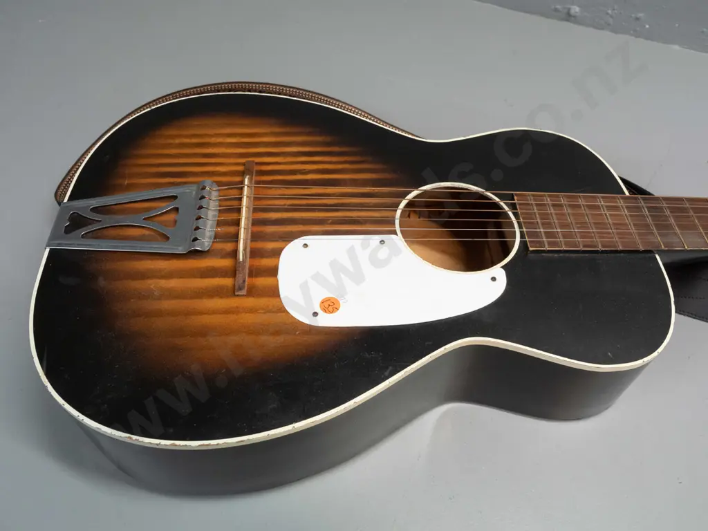 retro (3/4 size?) Stella steel string guitar marked Reinforced Neck - Made in USA - some wear to finish and frets, some Image 1++