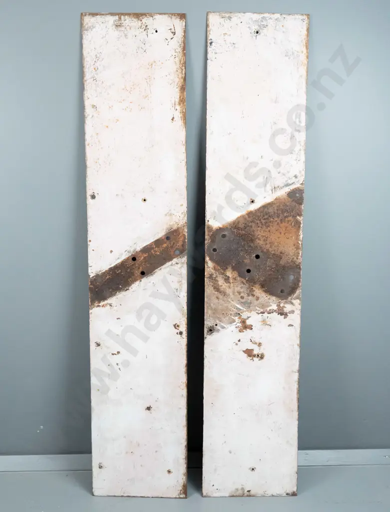 vintage tin and enamel 2 part railway crossing sign - each H-310 W-1530 (some corrosion) Image 1++