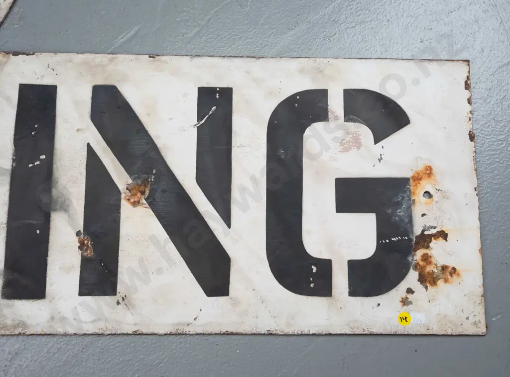 vintage tin and enamel 2 part railway crossing sign - each H-310 W-1530 (some corrosion) Image 1++