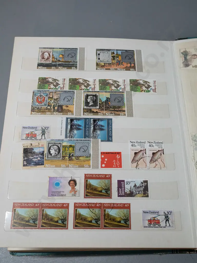 stamp album - NZ and international stamps, incld. NZ 1940s and 50s social security, etc. Image 1++