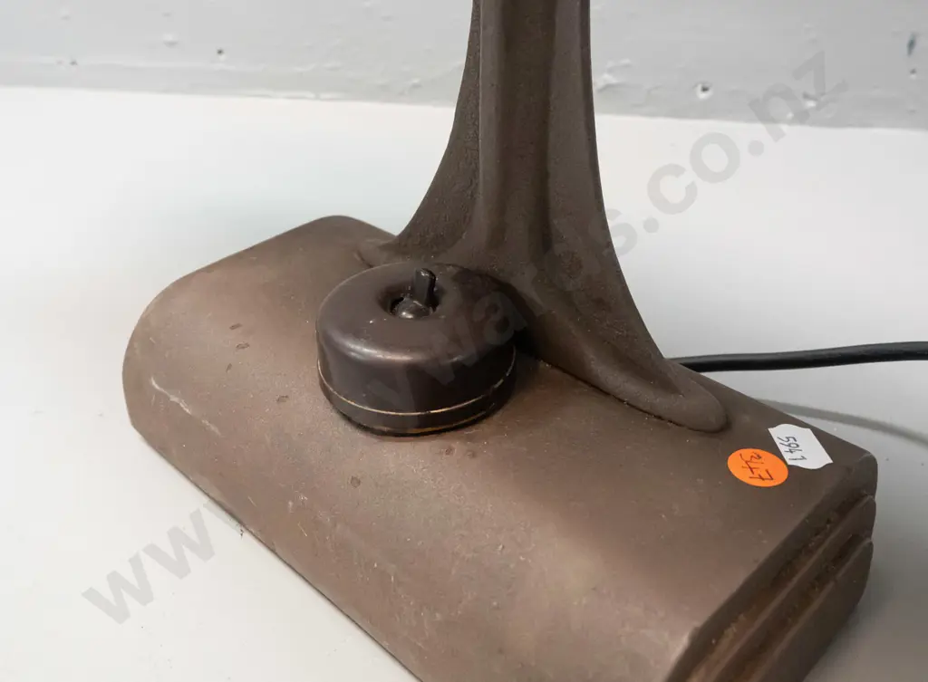 vintage cast alloy Electroway desk or work lamp with brown crackle finish, chrome trim - original power buttons replaced Image 1++