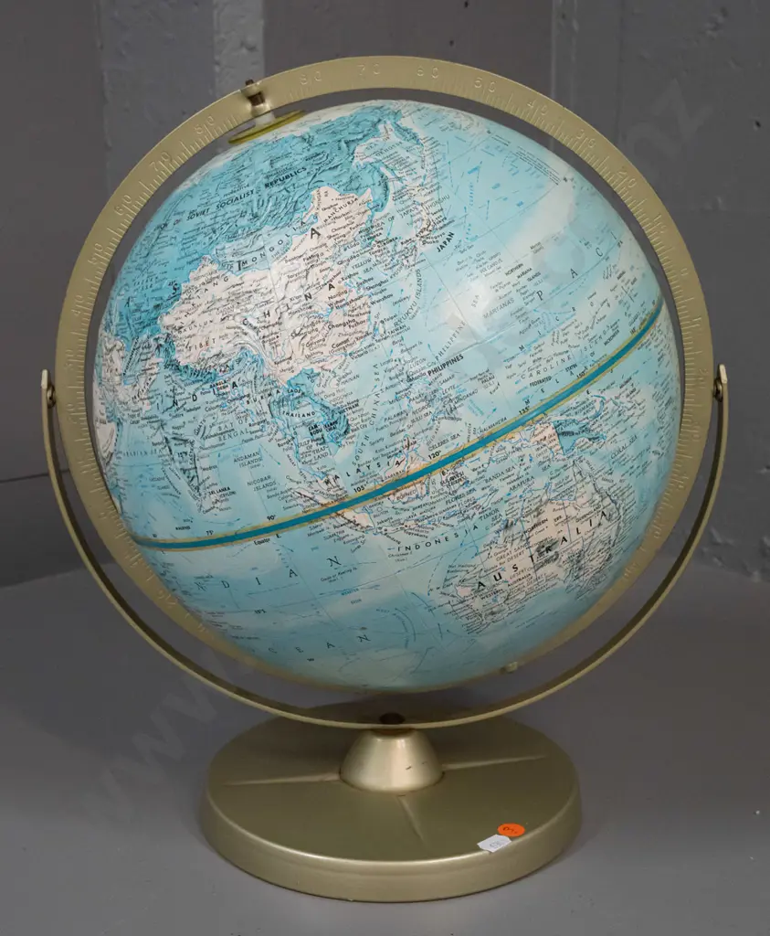 Replogle 12" world globe on metal base & support arm H-400 Image 1++