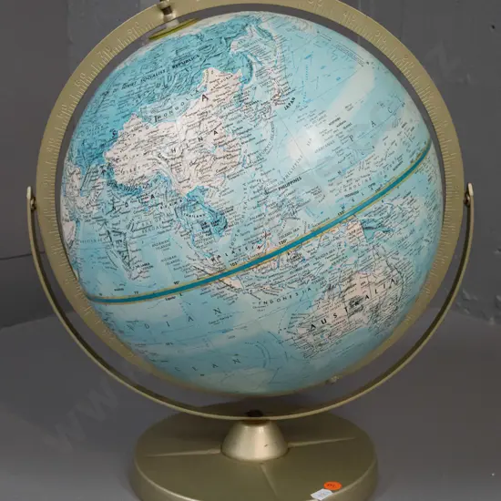 Replogle 12" world globe on metal base & support arm H-400