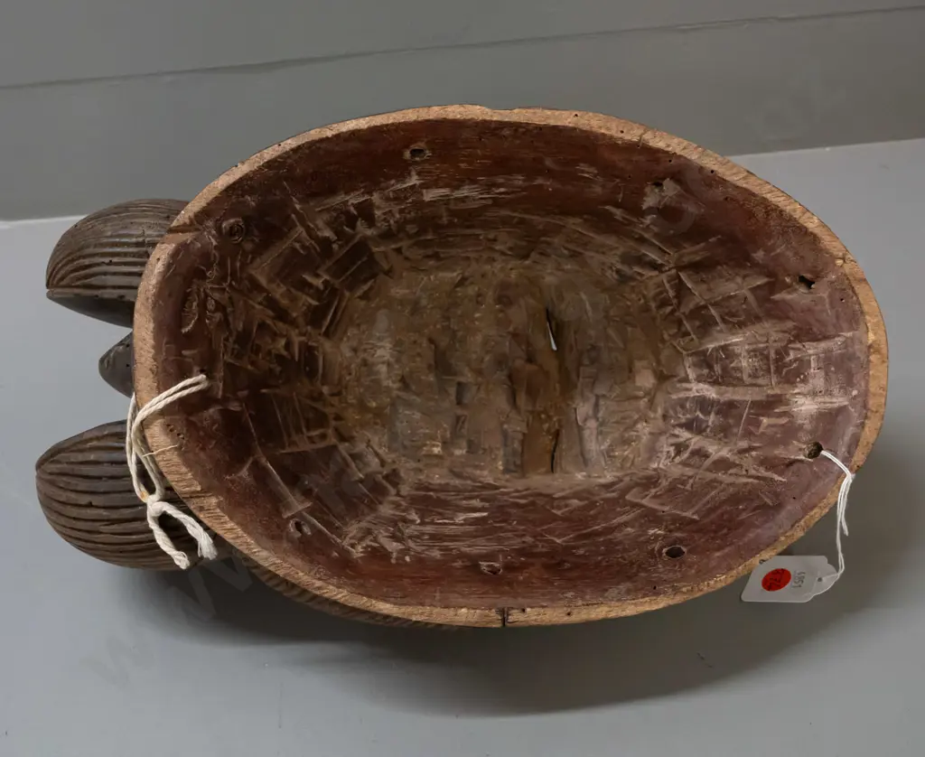 painted carved wooden mask - Punu people, Gabon, Africa - some historic borer holes H-440 W-230 Image 1++