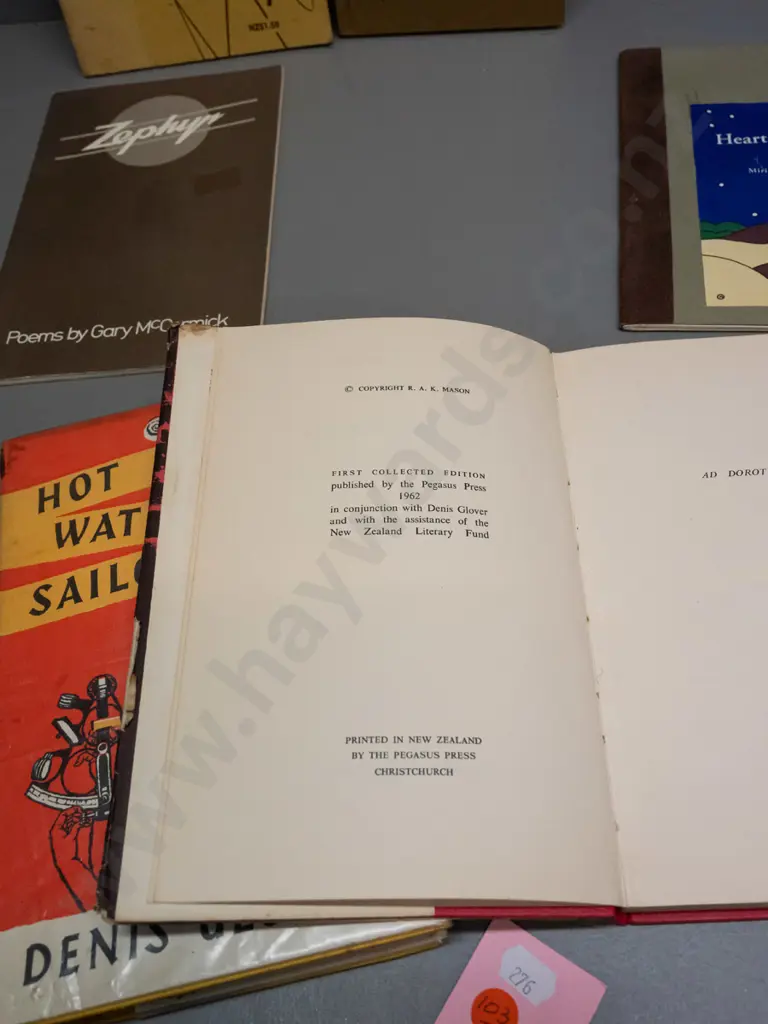 6 New Zealand poetry books & publications - Denis Glover autobiography, R.A.K. Mason, Miriam Richardson, Gary Image 1++