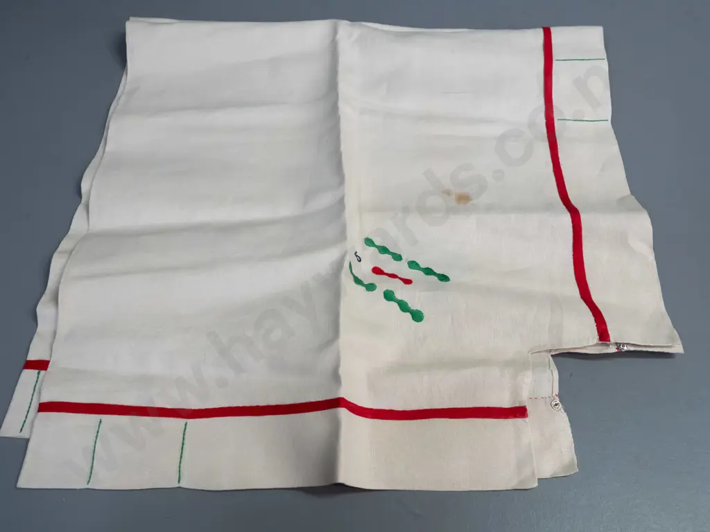 vintage mahjong set with leather cased set of pieces and counters, 4 (mahogany?) racks and embroidered linen playing Image 1++