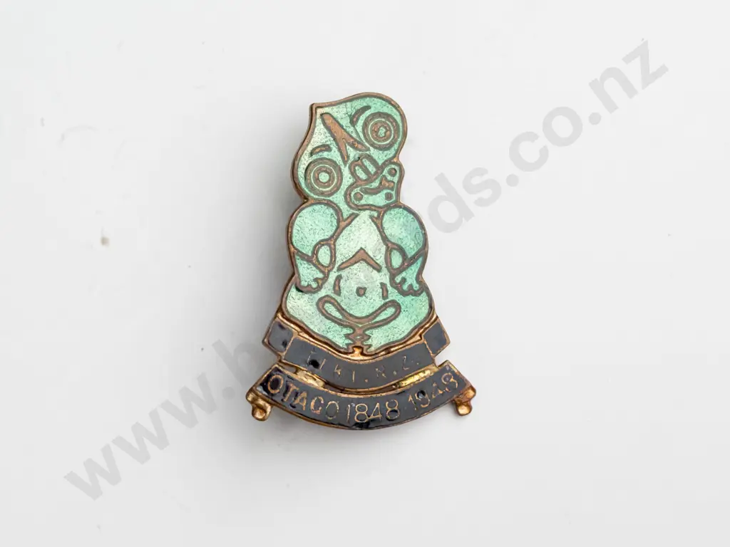 tiki brooch 'tiki NZ Otago 1848-1948' Image 1++