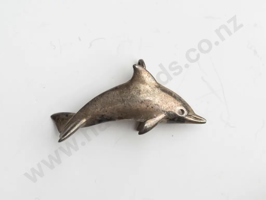 silver dolphin pendant stamped stg no chain Image 1++