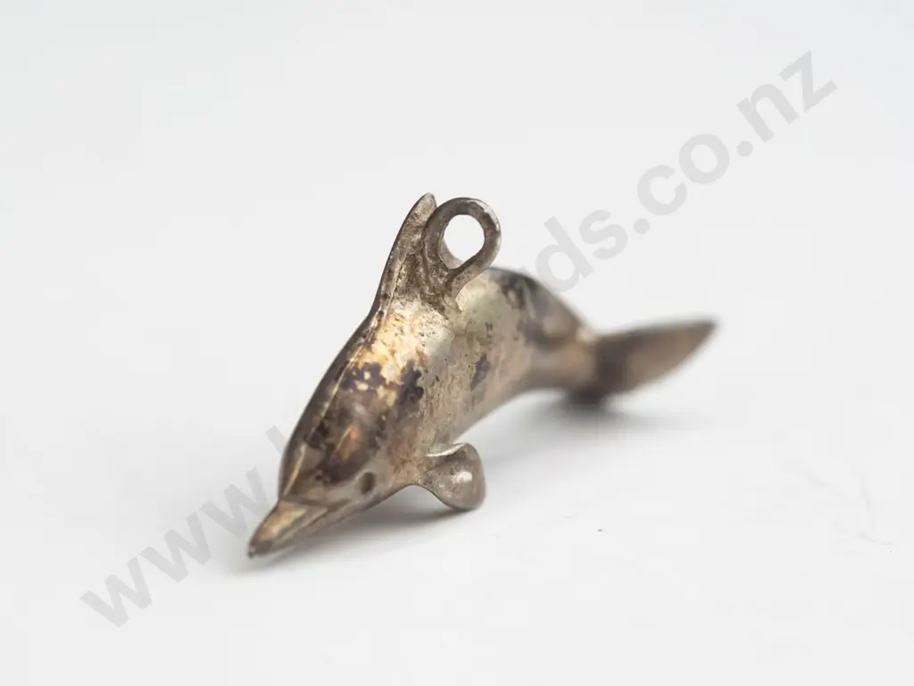 silver dolphin pendant stamped stg no chain Image 1++