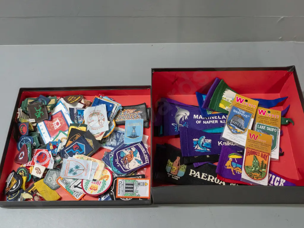 assorted Scout, Guide and NZ locales cloth badges and pennants Image 1++
