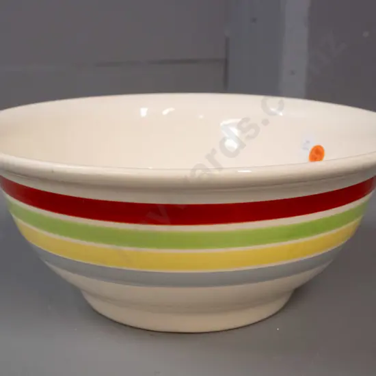 Crown Lynn Fiesta Ware cream and striped mixing or fruit bowl - minor scratching inside. H-110 D-260