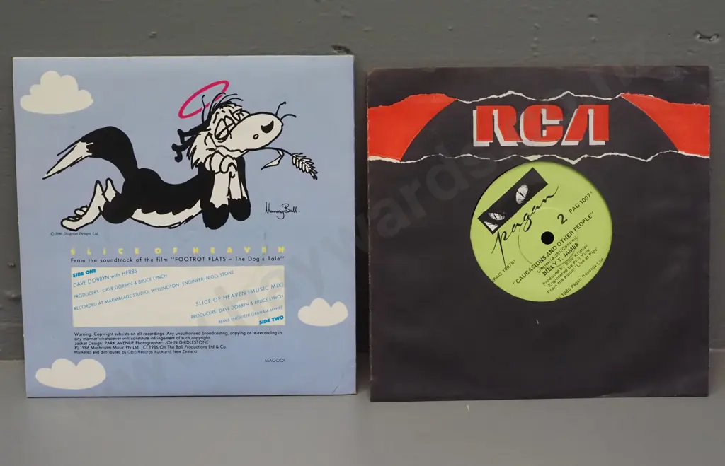 2 45 RPM singles Billy T James 1985 - When a Child is Born / Caucasians and other people & Dave Dobbyn w/ Herbs - Slice Image 1++