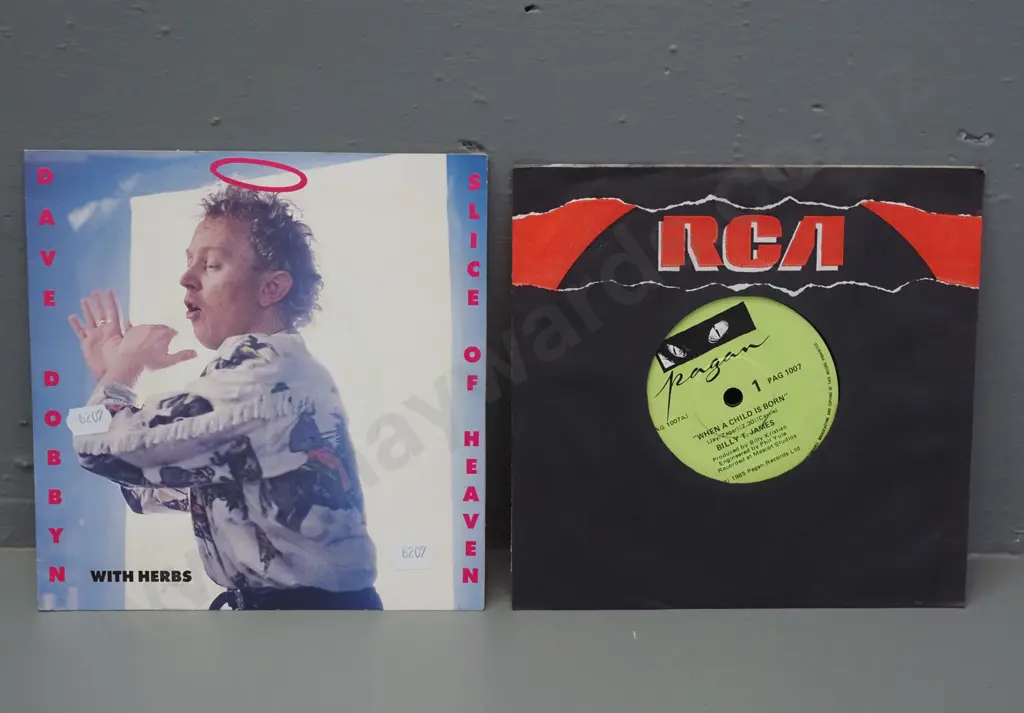 2 45 RPM singles Billy T James 1985 - When a Child is Born / Caucasians and other people & Dave Dobbyn w/ Herbs - Slice Image 1++