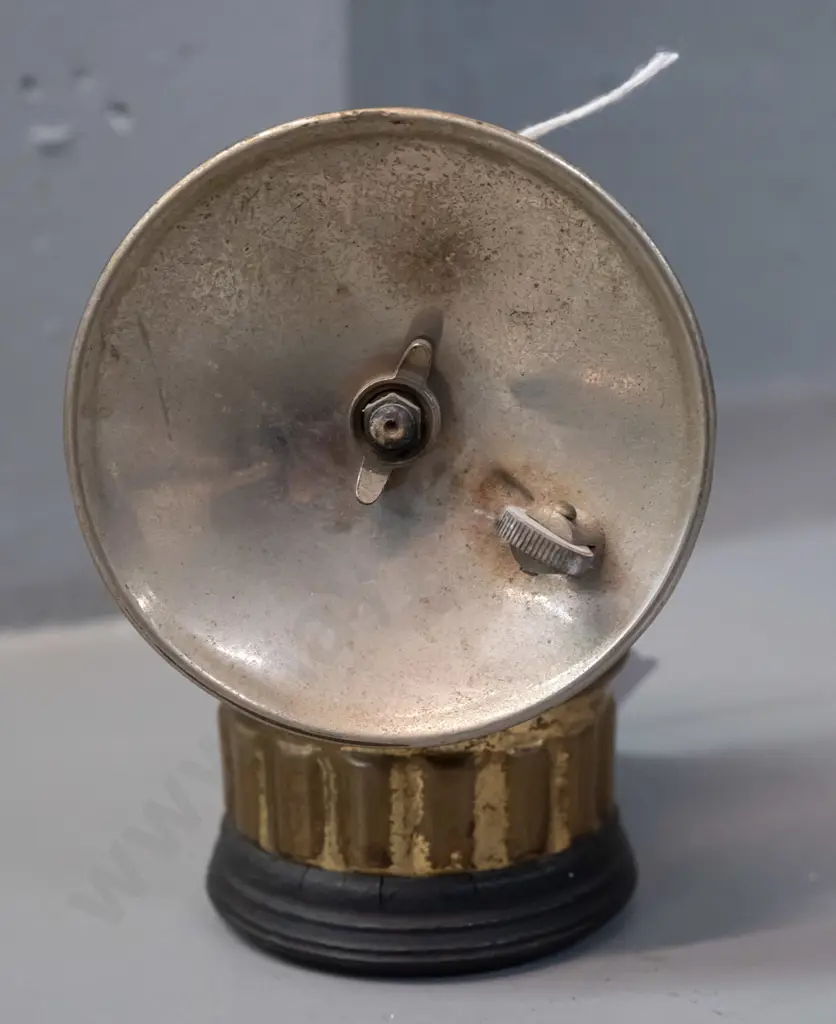 Guy's Dropper carbide miner's lamp - marked Universal Lamp Co. Springfield USA, with rubber bumper around base - minor Image 1++