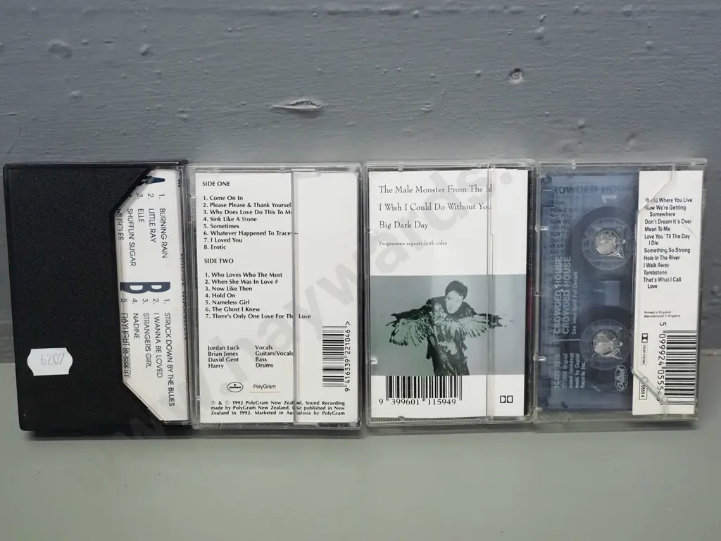 4x cassettes, NZ artists - Chills single Male Monster from the ID, Exponents, Crowded House 1st album, Midge Marsden Image 1++
