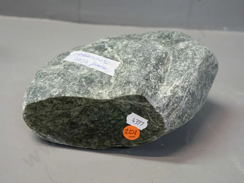 large piece of stone with cut edge - marked greenstone 3372 grams. 185 x 160 x 90 Image 1++