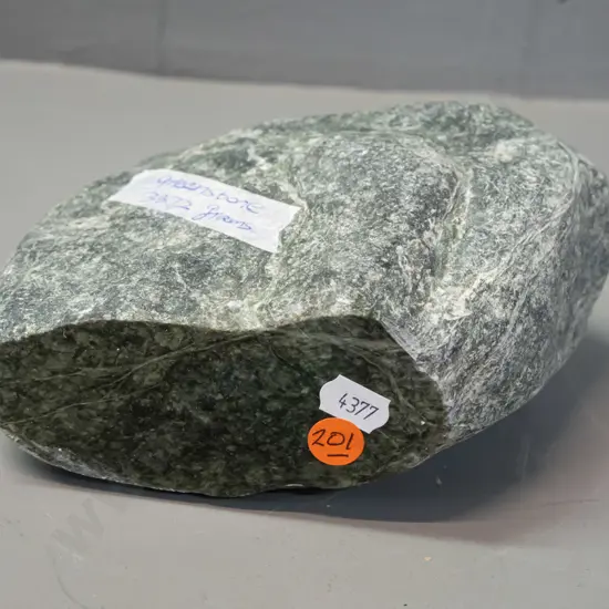 large piece of stone with cut edge - marked greenstone 3372 grams. 185 x 160 x 90