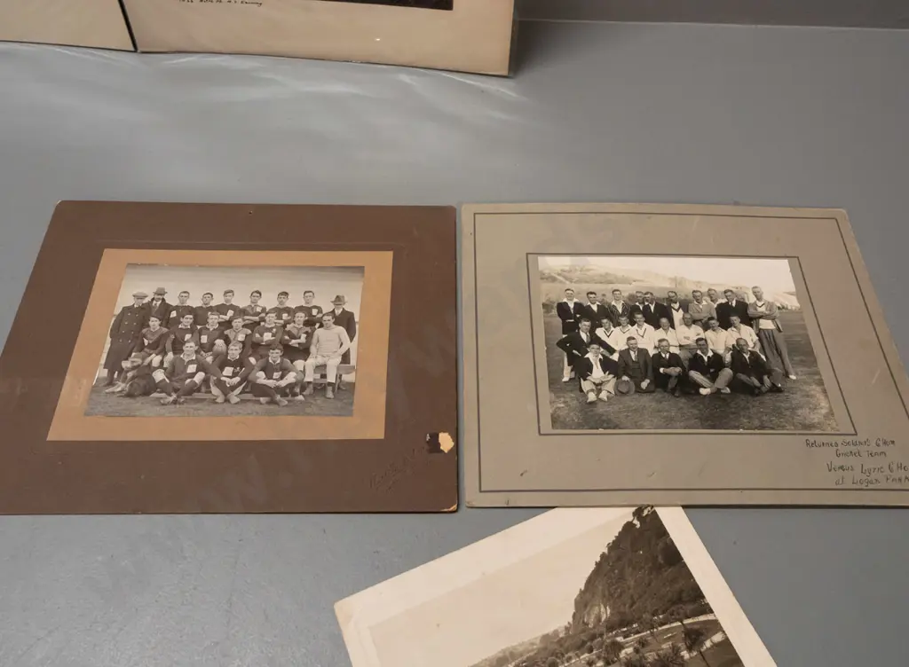 11 vintage NZ photos, some mounted on double sided cards, some loose - Lawrence & North Dunedin schools, sports team, Image 1++