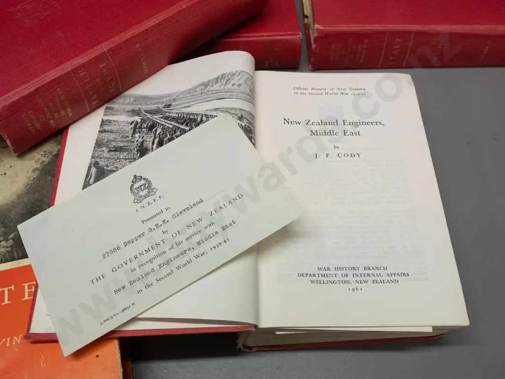 5 volumes in the Official History of NZ in the 2nd World War - Battle for Egypt, Italy, Crete, Bardia to Enfidaville, Image 1++