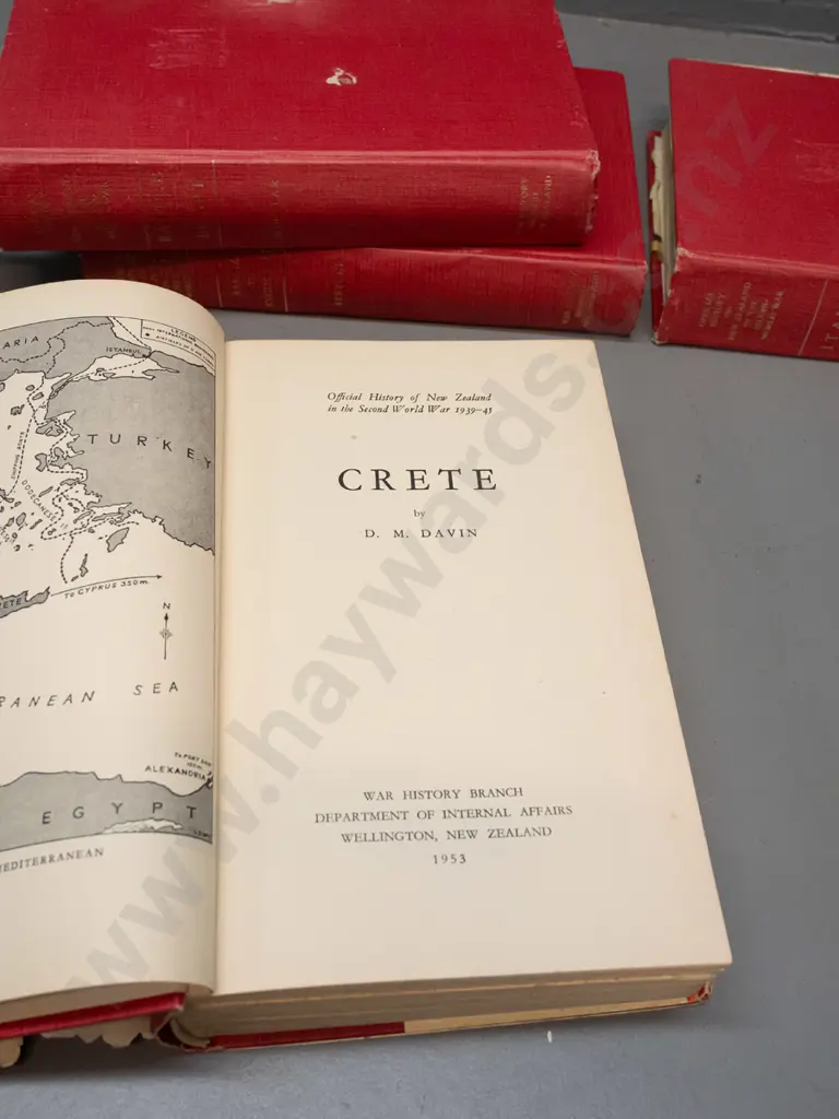 5 volumes in the Official History of NZ in the 2nd World War - Battle for Egypt, Italy, Crete, Bardia to Enfidaville, Image 1++