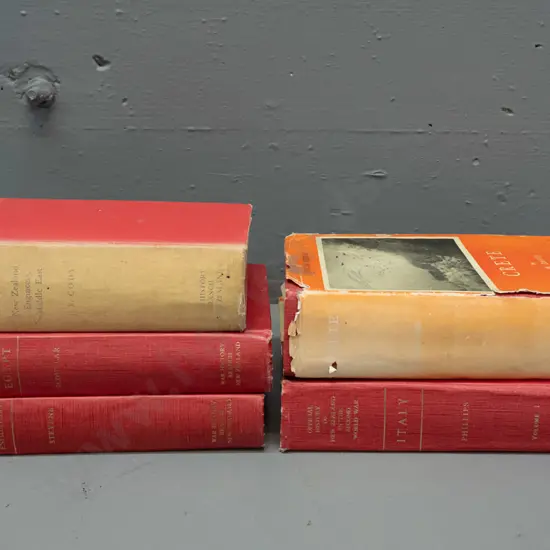 5 volumes in the Official History of NZ in the 2nd World War - Battle for Egypt, Italy, Crete, Bardia to Enfidaville,