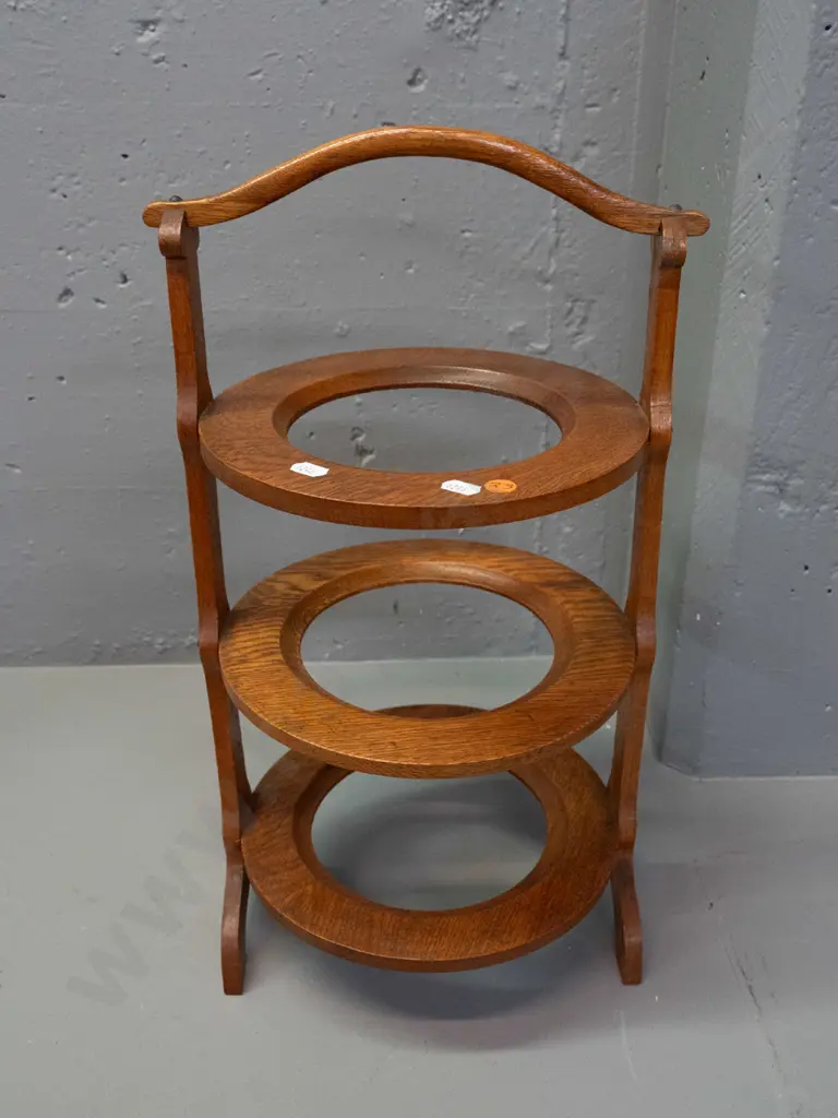 vintage oak 3-tier cake stand H-460 W-270 Image 1++