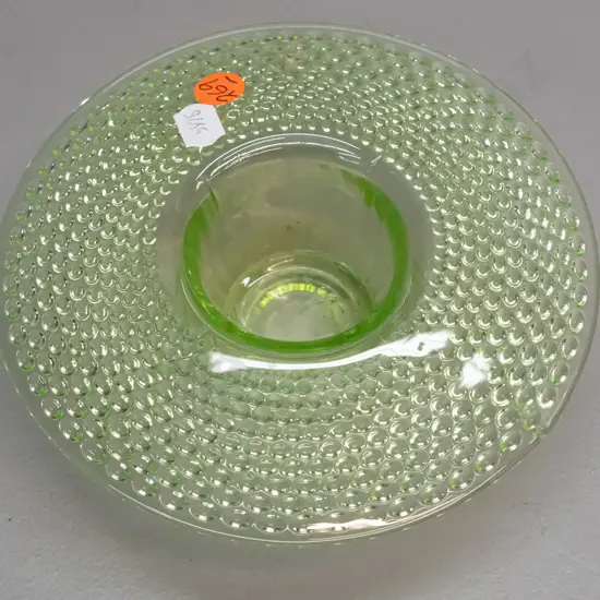 moulded green uranium depression glass bowl or liner H-55 D-165