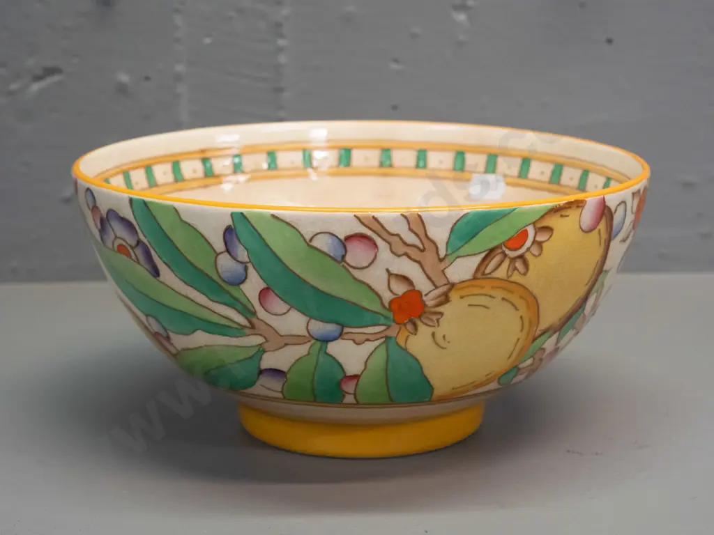 Burleigh Ware Charlotte Rhead tube lined bowl - heavily crazed. H-110 D-215 Image 1++