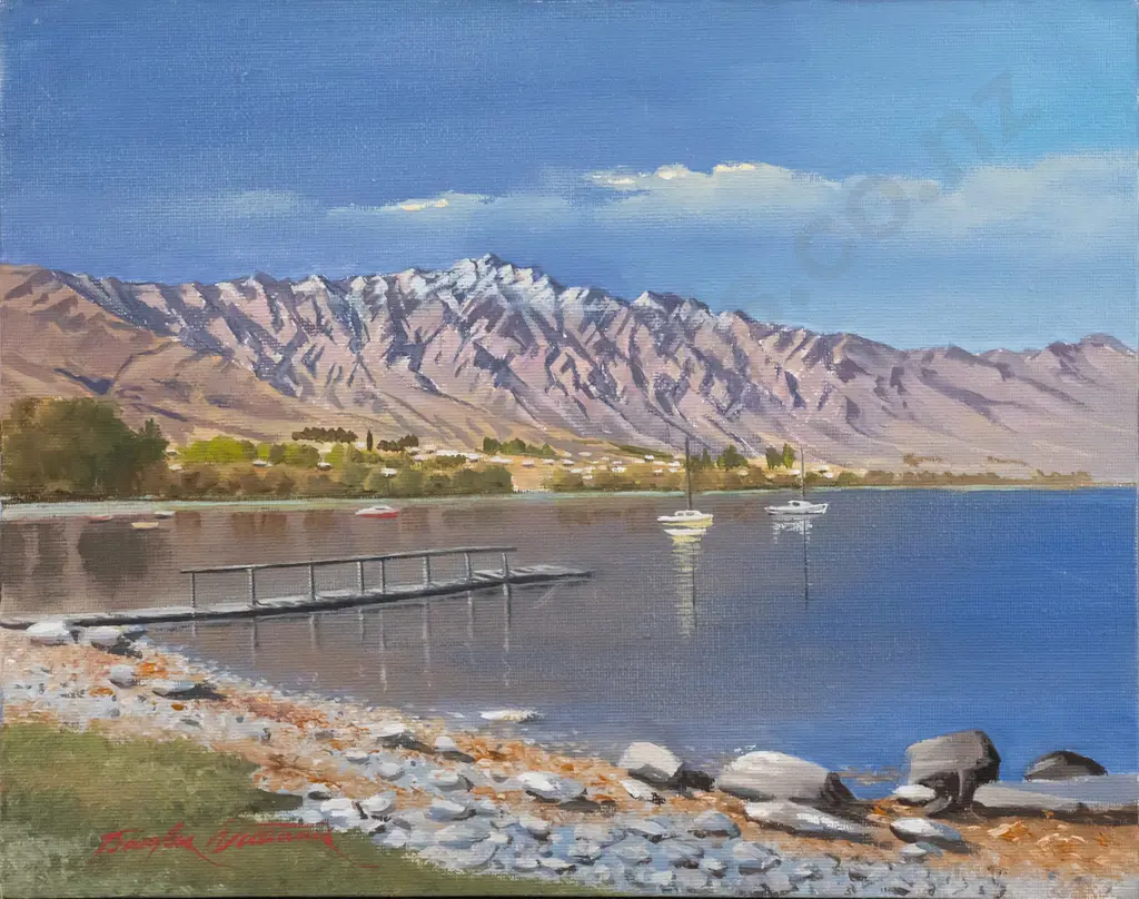 Douglas Williams - small boxed oil on canvas "Queenstown" H-240 W-300 Image 1++