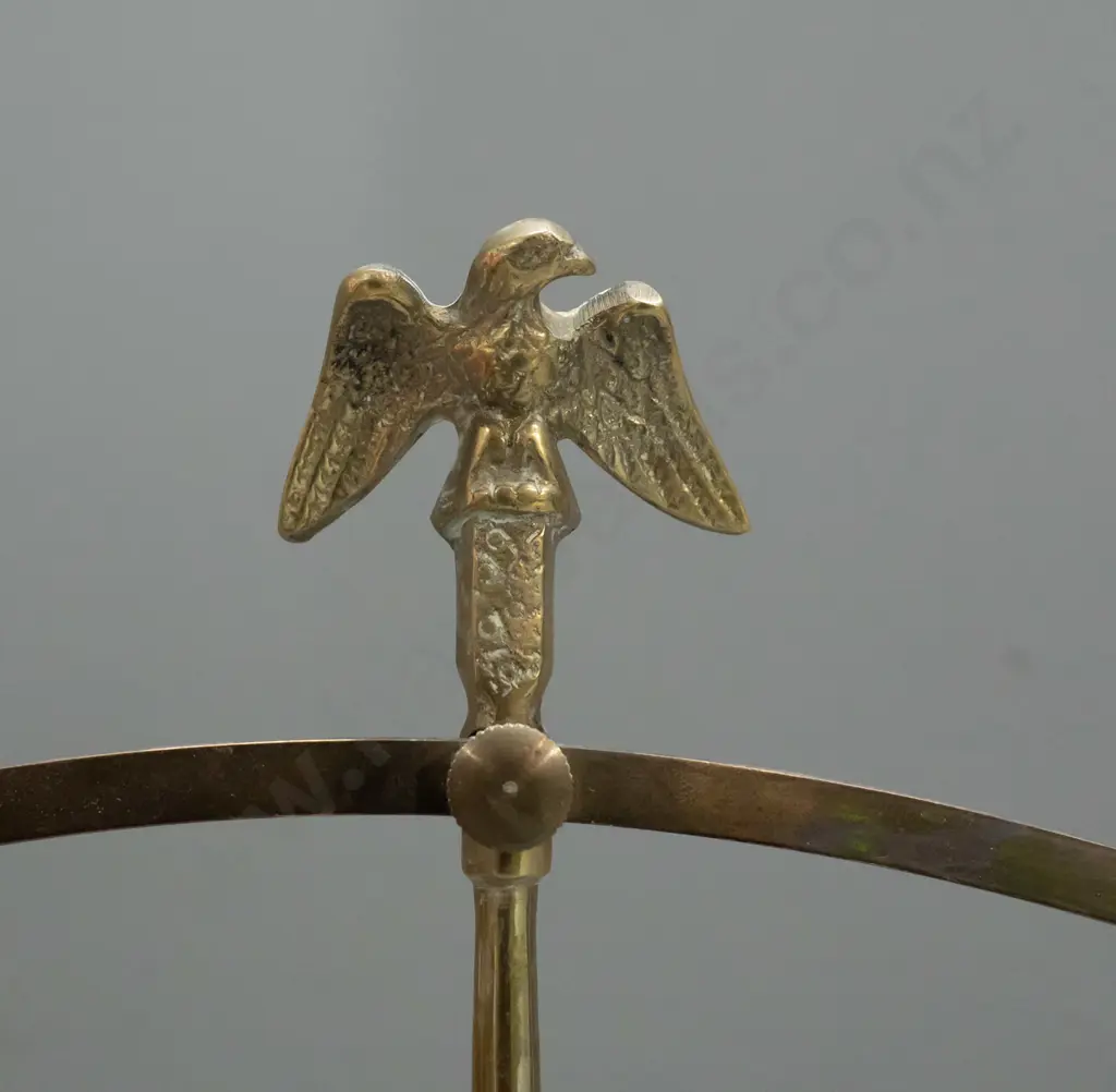 pair of ornamental brass balance scales with eagle finial - marked Made in Hong Kong H-280 W-320 Image 1++