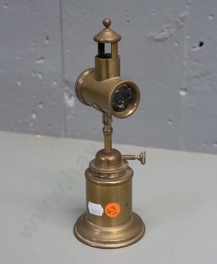 vintage brass 2-piece kerosene medical inspection lamp H-200 D-70 at base Image 1++