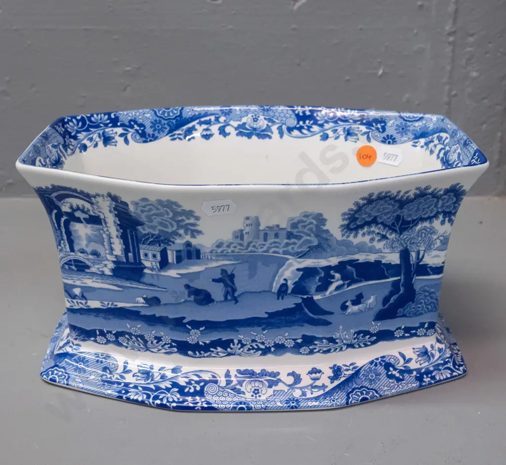 Spode "Italian" pattern blue & white plant holder / jardiniere H-135 W-250 D-180 Image 1++
