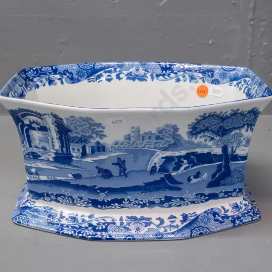 Spode "Italian" pattern blue & white plant holder / jardiniere H-135 W-250 D-180