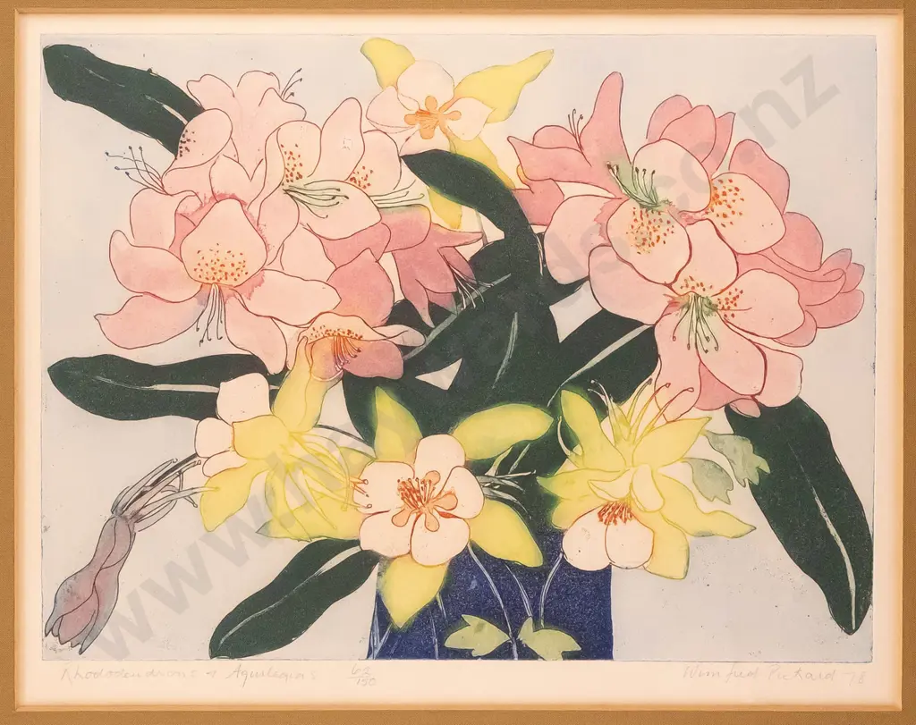 Winifred Pickard - '75, '76 and '78 - 3 unframed ltd edition screen prints - flowers Each H-225 W-300 Image 1++