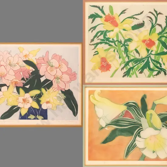 Winifred Pickard - '75, '76 and '78 - 3 unframed ltd edition screen prints - flowers Each H-225 W-300