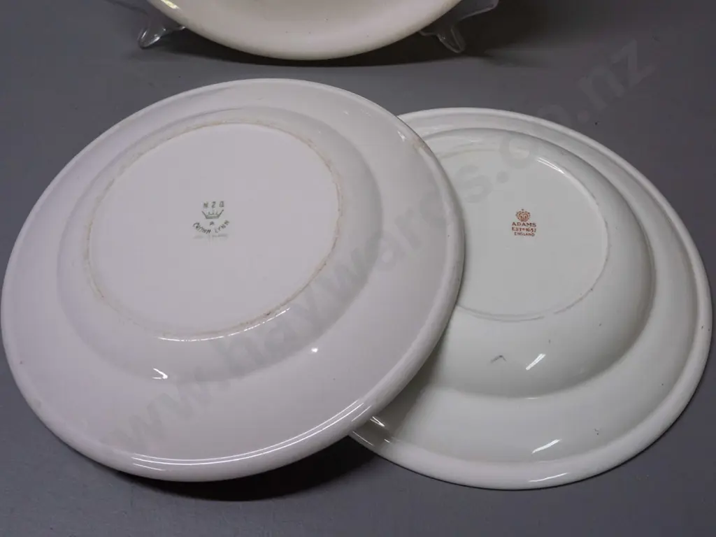 New Zealand Railways logo crockery - Crown Lynn large plate D260, small plate, and mug, Adams bowl - all with some Image 1++