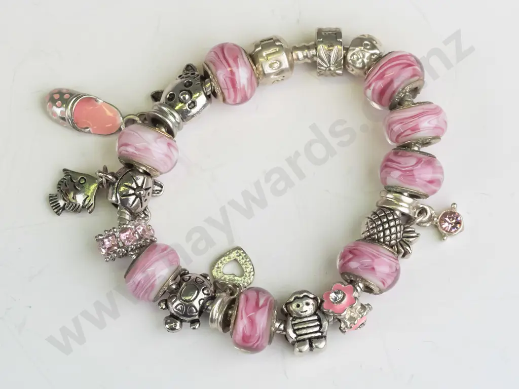 pink charm bracelet stamped 925 Image 1++