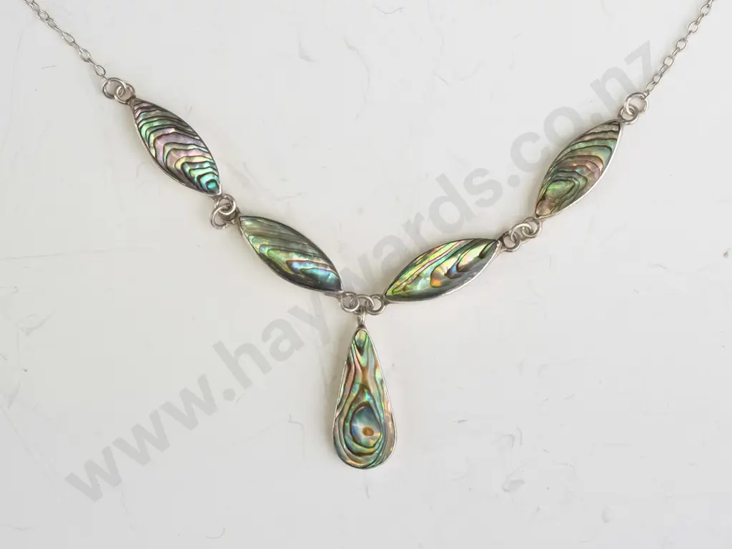 silver paua shell necklace stamped  stg Image 1++