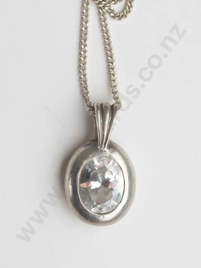 silver cz necklace stamped 925 Image 1++