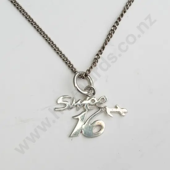 silver 'Sweet 16' necklace stamped 925