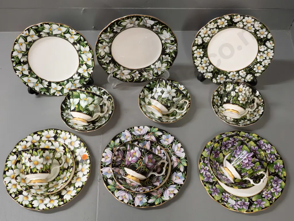 6 Royal Albert Canadian Provincial Flowers series trios comprising cup, saucer & side plate D-210 Image 1++