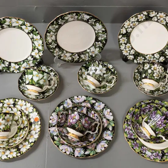 6 Royal Albert Canadian Provincial Flowers series trios comprising cup, saucer & side plate D-210