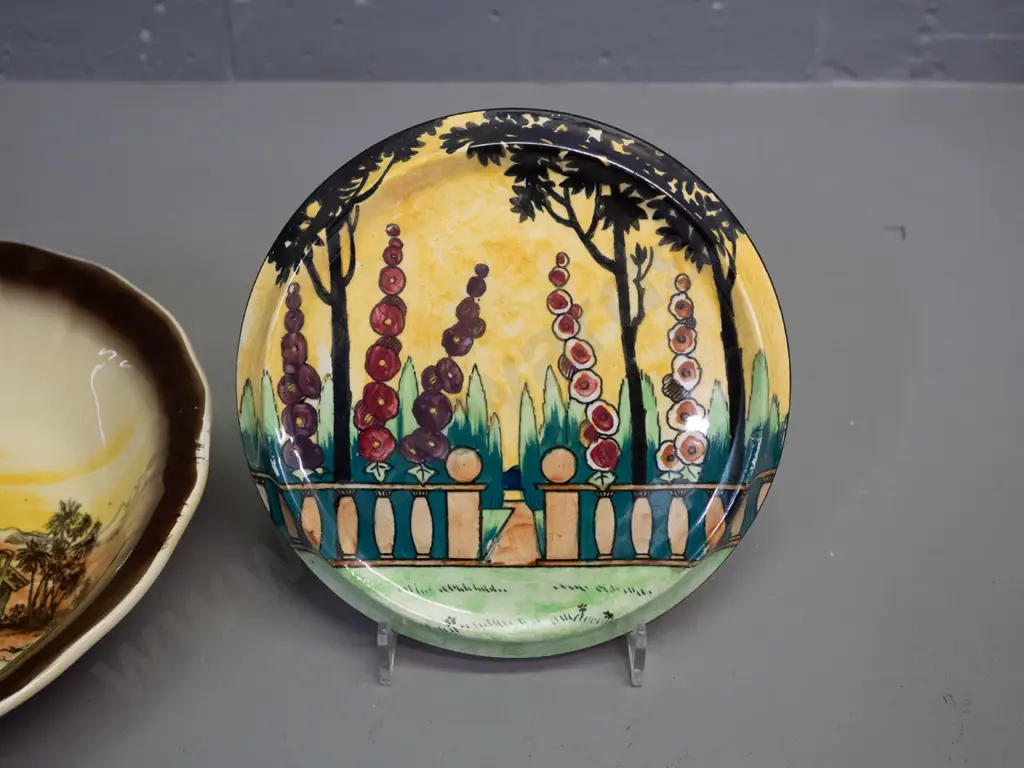 Wilkinsons Homeland series NZ Maori pa scene dish or shallow bowl D-220 and a Grimwades lustre hollyhock Image 1++