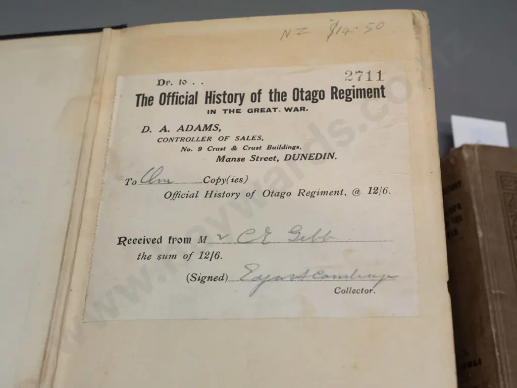 2 WWI history books - Official History of the Otago Regiment NZEF, and New Zealanders at Gallipoli, pub 1919 Image 1++