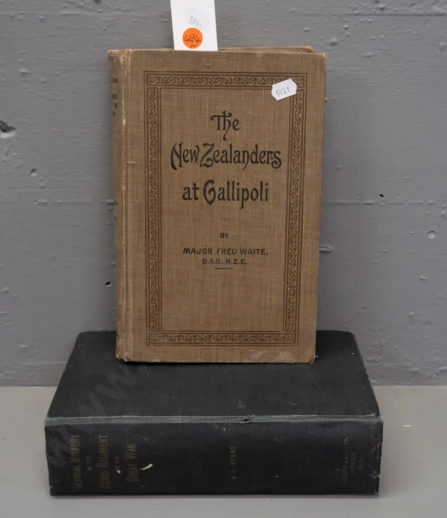 2 WWI history books - Official History of the Otago Regiment NZEF, and New Zealanders at Gallipoli, pub 1919 Image 1++