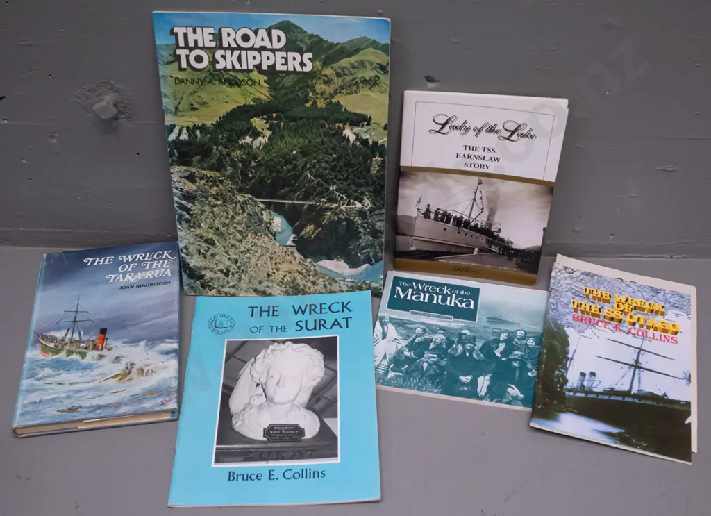 6 South Island local history books and publications - Skipper's Canyon and 5 shipwreck or maritime subjects Image 1++