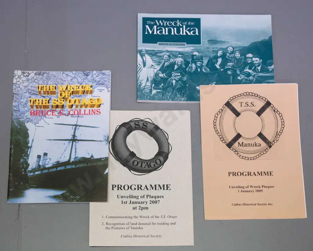 6 South Island local history books and publications - Skipper's Canyon and 5 shipwreck or maritime subjects Image 1++