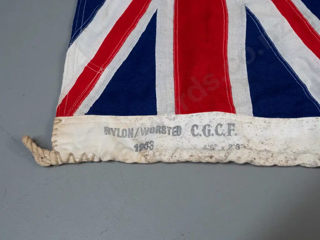 sewn fabric Australian flag, marked 1963, with toggle and rope H-650 W-1400 Image 1++