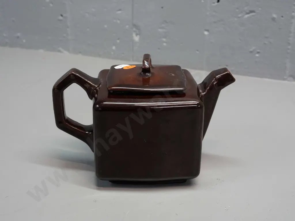 small Royal Doulton Kingsware cube shaped teapot with witch, cauldron and black cat decoration H-130 L-195 Image 1++